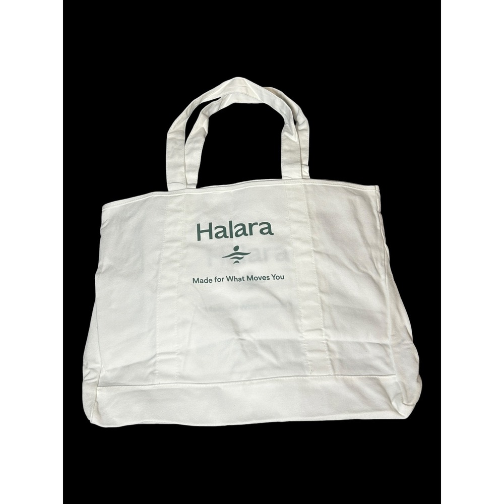 Halara Canvas Tote Bag White Made for What Moves You Gym Grocery Carryall